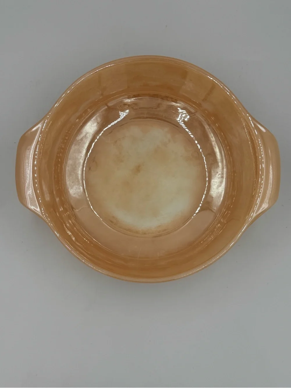 Vintage Anchor Hocking Peach Luster Casserole 1.5qt with Handles